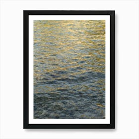 Golden light reflections in sea water Art Print