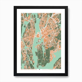 Estocolmo Orange Map Art Print