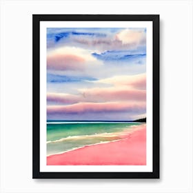 Cable Beach, Australia Pink Watercolour Art Print