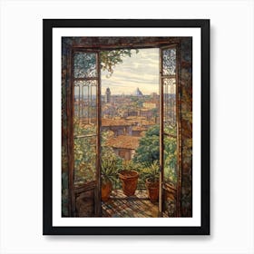 A Window View Of Rome In The Style Of Art Nouveau 1 Art Print