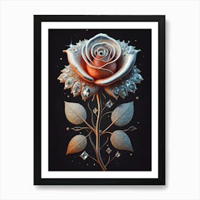 Rose With Diamonds Art Print