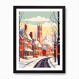 Vintage Winter Travel Illustration Manchester United Kingdom 8 Art Print