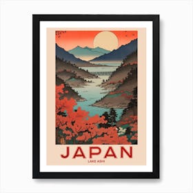 Lake Ashi, Visit Japan Vintage Travel Art 2 Art Print