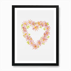 Pink Daisy Chain Heart Art Print