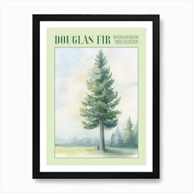 Douglas Fir Tree Atmospheric Watercolour Painting 1 Poster Art Print