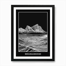 Beinn Ghlas Mountain Line Drawing 3 Poster Art Print