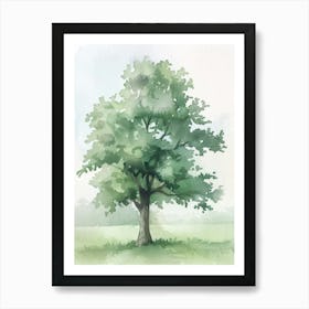 Chestnut Tree Atmospheric Watercolour Painting 7 Art Print