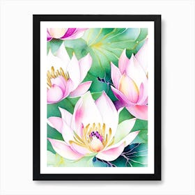 Lotus Flower Pattern Watercolour 6 Art Print