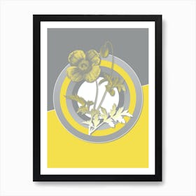 Vintage Welsh Poppy Botanical Geometric Art in Yellow and Gray n.087 Art Print