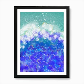 Ocean's Rhythm - Abstract Waves in Blue Poster