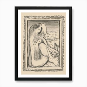 Image Study Of A Seated Female Nude, Mikuláš Galanda Art Print