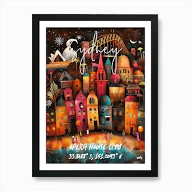 Sydney, folk naive and whimsical poster Art Print