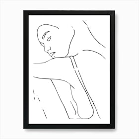 Woman Outline Black And White Art Print