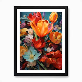 Tulips In Art Nouveau Art Print