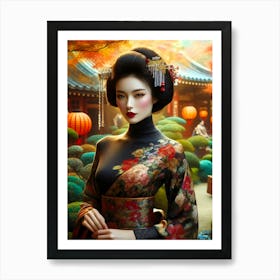 Japan Traditional Geisha Illustration By Ad 145 Art Print