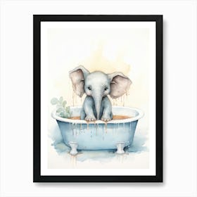 Elephant Painting In A Bathtub Watercolour 1 Art Print