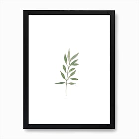 Green Watercolour Leaves Art Print