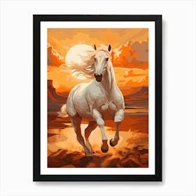 White Horse At Sunset Art Print