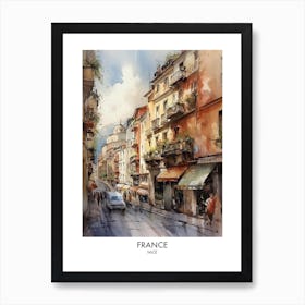 Nice, France 7 Watercolor Travel Poster Art Print