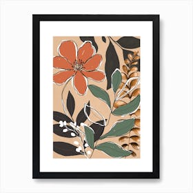 Elegant Botanical Line Art 1 Art Print