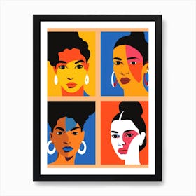 Four Women'S Faces Art Print