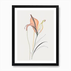 Lily Floral Minimal Line Drawing 3 Flower Art Print