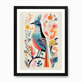 Colourful Scandi Bird Cuckoo 1 Art Print