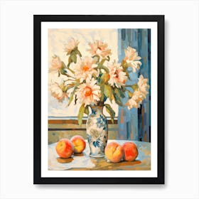 Sunflower Flower And Peaches Still Life Painting 4 Dreamy Art Print