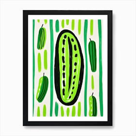 Cucumber Fruit Summer Illustration 1 Art Print