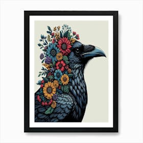 Crow With Flowers 5 Art Print