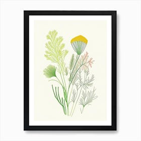 Fennel Seeds Spices And Herbs Minimal Line Drawing 10 Art Print