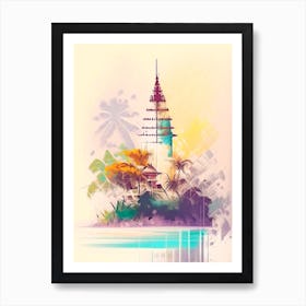 Lombok Indonesia Watercolour Pastel Tropical Destination Art Print