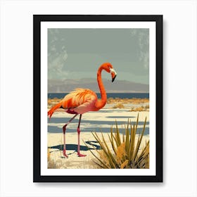 Greater Flamingo Salar De Atacama Antofagasta Tropical Illustration 2 Art Print