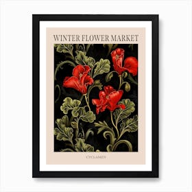 Cyclamen 4 Winter Flower Market Poster Art Print