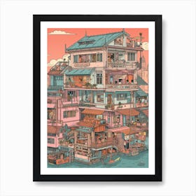 Bangkok Thailand Travel Illustration 1 Art Print