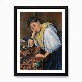 Young Italian Woman At A Table, Paul Cézanne Art Print