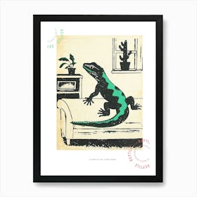 Lizard In The Living Room Block 4 Poster Art Print
