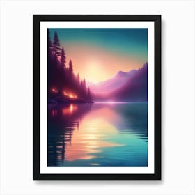 Sunset Over Lake 5 Art Print