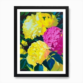 Sarah Bernhardt Peonies Yellow Colourful Painting Art Print