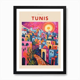 Tunis Tunisia 3 Fauvist Travel Poster Art Print