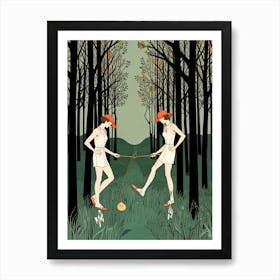 Two Women In The Woods Art Print