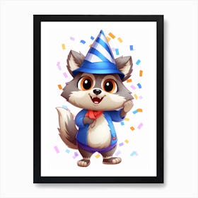 Cute Kawaii Cartoon Raccoon 25 Art Print