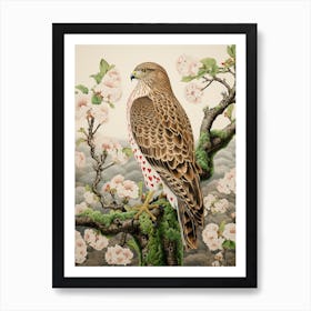 Ohara Koson Inspired Bird Painting Red Tailed Hawk 3 Art Print