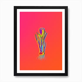 Neon Spring Crocus Botanical in Hot Pink and Electric Blue n.0185 Art Print