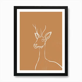 Deer Head - Boho, Line Art 2 Art Print