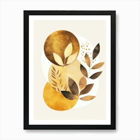 Abstract Gold Leaves Art Print