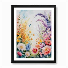 Watercolor Flower Garden 1 Art Print