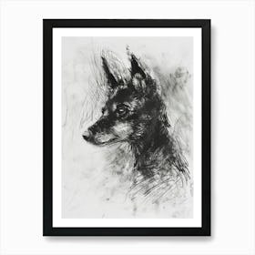 Lundehund Dog Charcoal Line Art Print