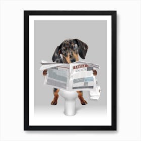 Dachsund On The Toilet Art Print