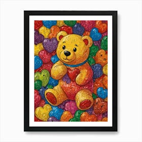 Teddy Bear With Hearts 2 Art Print